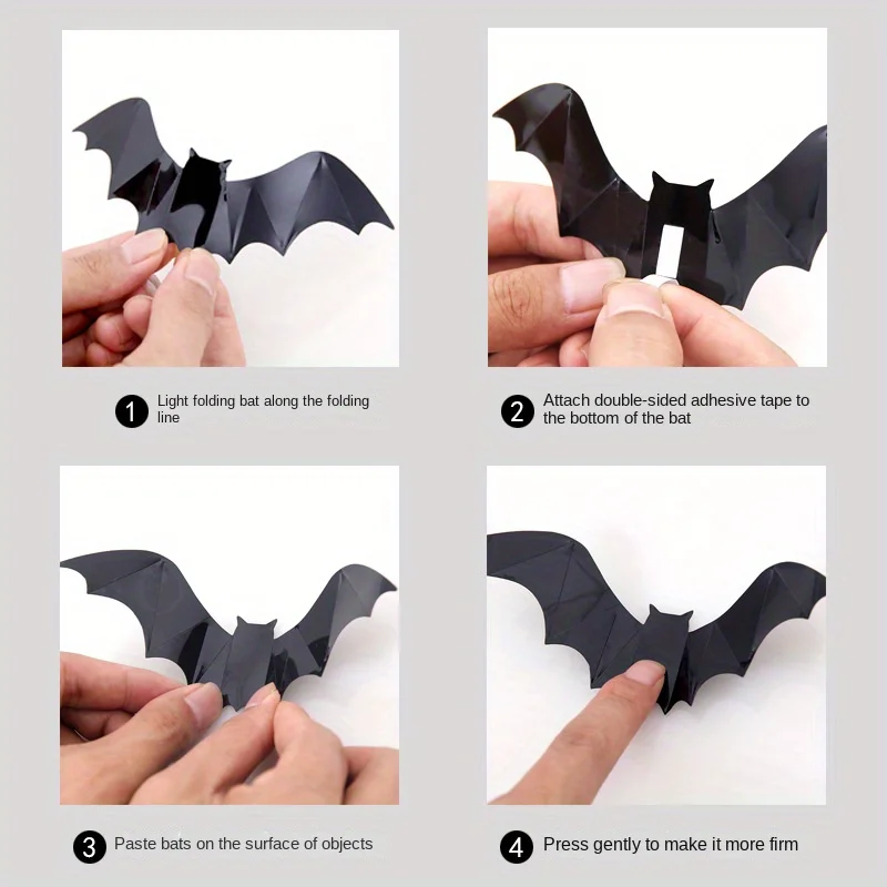 16 Pcs/set Halloween 3D Black Bat Wall Stickers Removable Halloween DIY Wall Decal Halloween Party Decoration Horror Bats