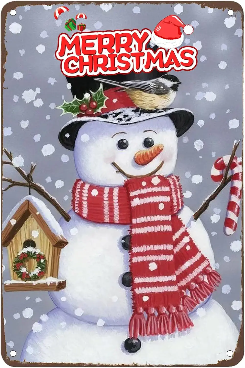 Retro Tin Sign Merry Christmas Snowman Vintage Metal Sign Christmas Wreath decorations Candy Cane Lane sign Santa's Hat sign