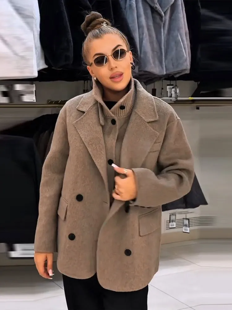 Turn-down Collar Soild Women's Suits Single Breasted Two-Piece Set Full Sleeve Tank High Street 2026 Winter Fashion Casual Sets
