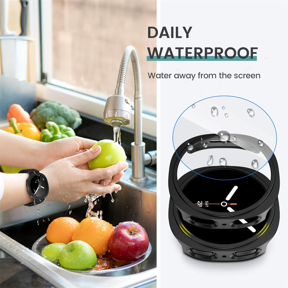 زجاج مقسى + حافظة لهاتف سامسونج جالاكسي ساعة 8 44 مللي متر 40 مللي متر ملحقات غطاء الكمبيوتر واقي للشاشة غلاف + فيلم جالاكسي ساعة 8