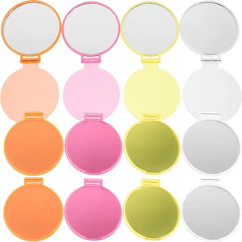 12pcs Foldable Makeup Mirror Portable Mini Round Vanity Mirror Pocket Mirror Women For Girls Random Color