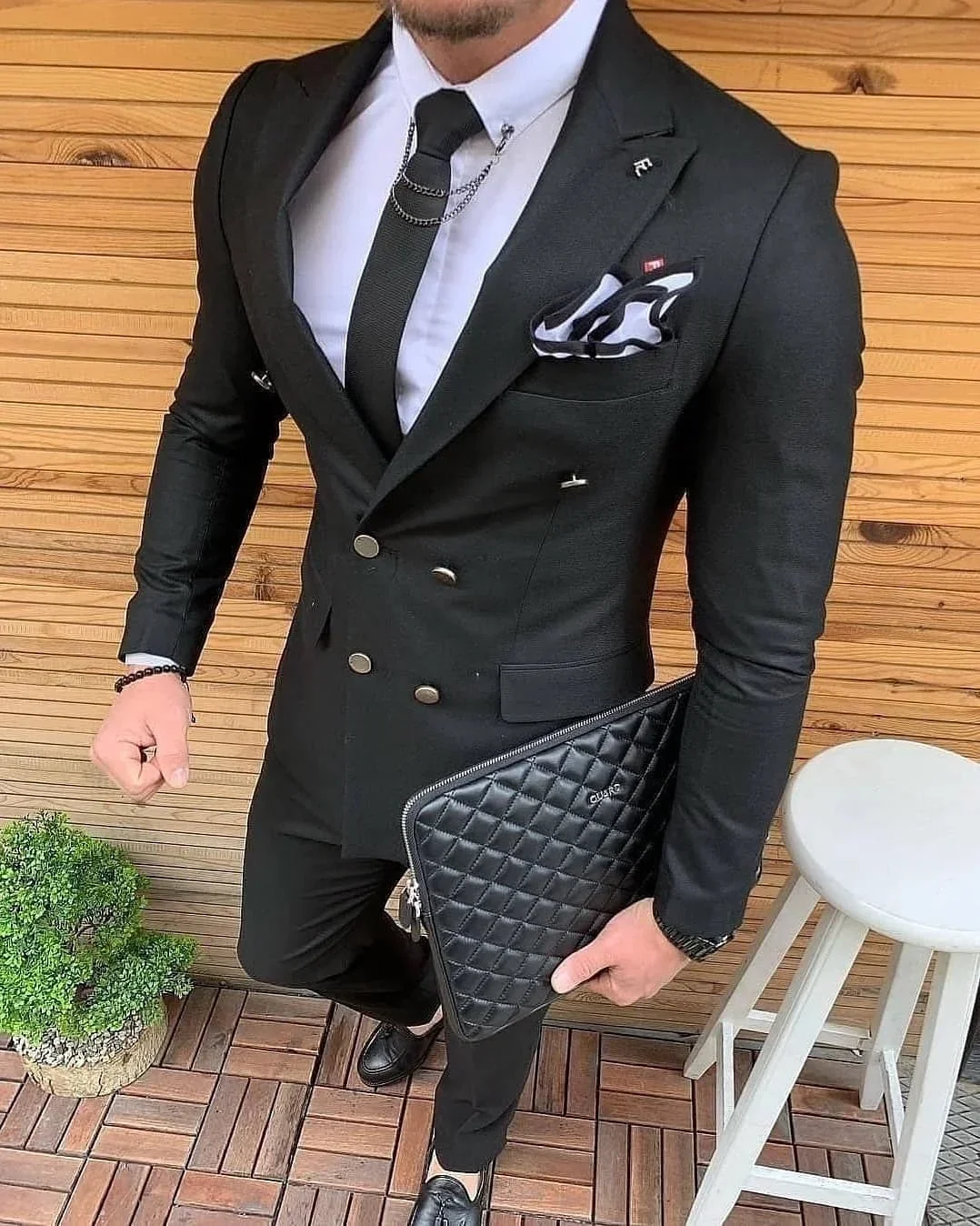 

2024 Fashion Black Suit Formal Business Double Breasted High Quality Tuxedo Jacket For Men Wedding Smart Casual Costume Homme