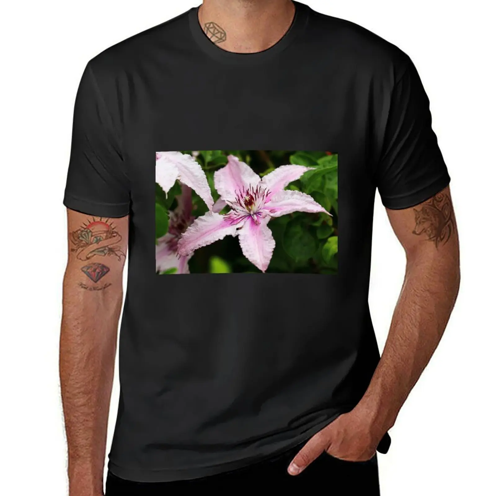

Clematis, a beautiful pink T-Shirt Blouse tops sweat shirts graphic tees oversized t shirts for men