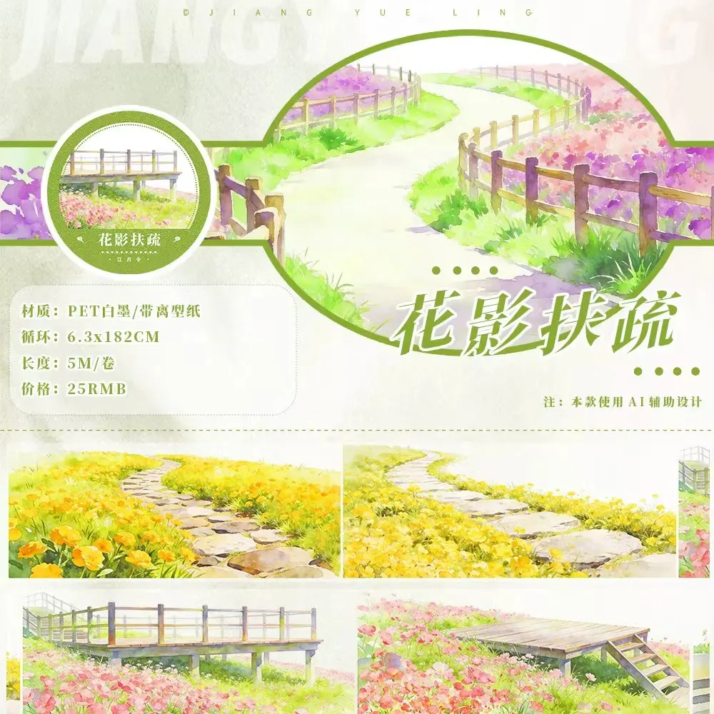 9.3 Jiangyueling August New Huaguo Mountain Baima Tibetan Red Maple Village Town Scene Building Tape Journal Collage