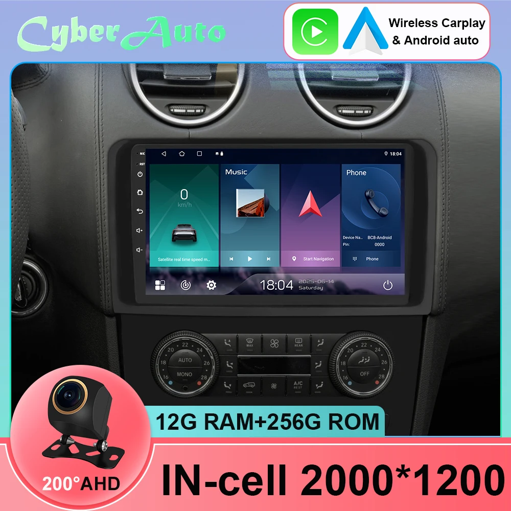 Android 15 for Mercedes Benz ML GL W164 ML350 ML500 GL320 X164 ML280 GL350 GL450 Car Radio Carplay Audio Multimedia Player