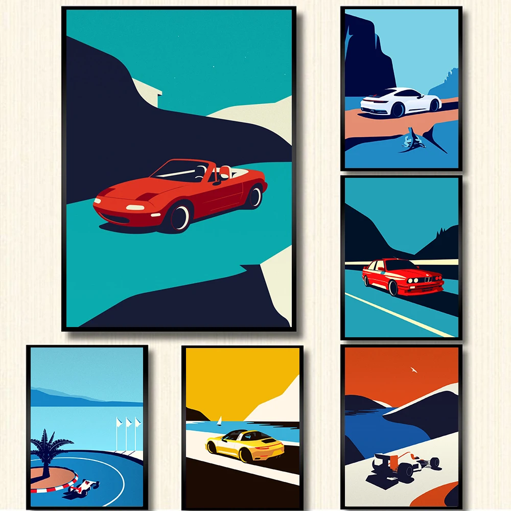 Hd Art Prints Posters Nordic Home Decor Classic 911 Cars Wall Modular Red Yellow Green White Picture Living Room Canvas Paint