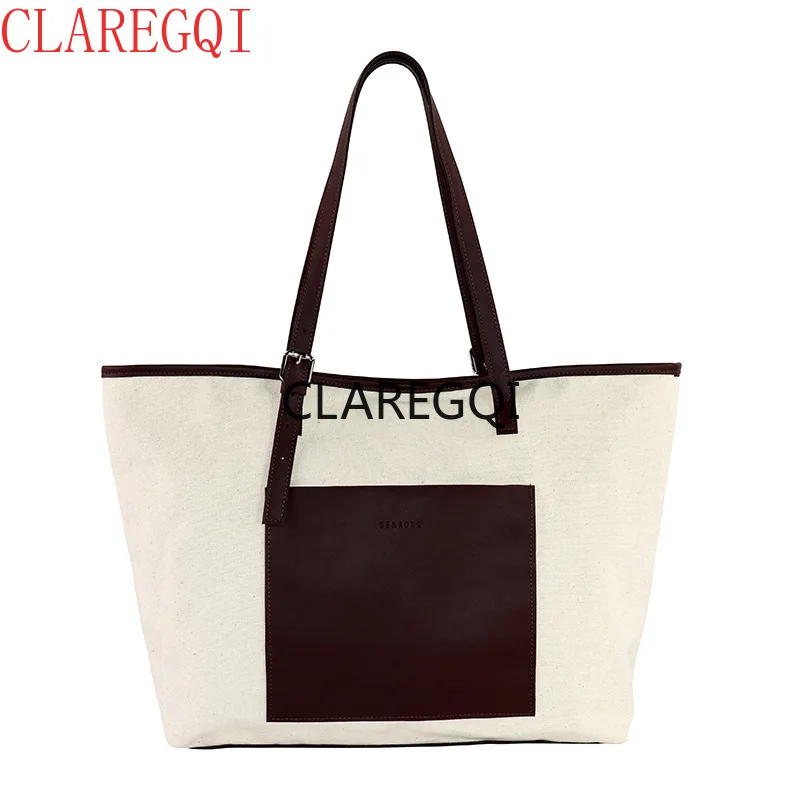 Japanese Minimalist Patchwork Canvas Bag - Premium Commuter Tote Bag