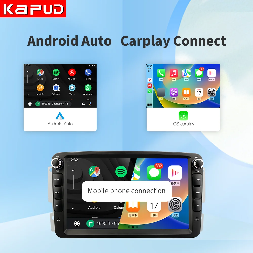 Kapud Android 12 Car Multimedia Radio Player 360 Camera For Mercedes Benz W203 Vito W639 Vaneo CLK W209 CarPlay AUTP Navigation