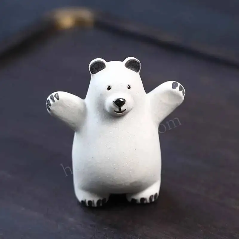 Clay Purple Clay Tea Pet Polar Bear Animal Figurine Panda Handmade Tea Play Ceremony Accessories Чаепитие