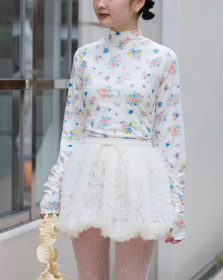 Mode japonaise haut décontracté 2025 printemps et été nouveau femmes coupe ajustée mignon imprimé à manches longues T-shirt pull