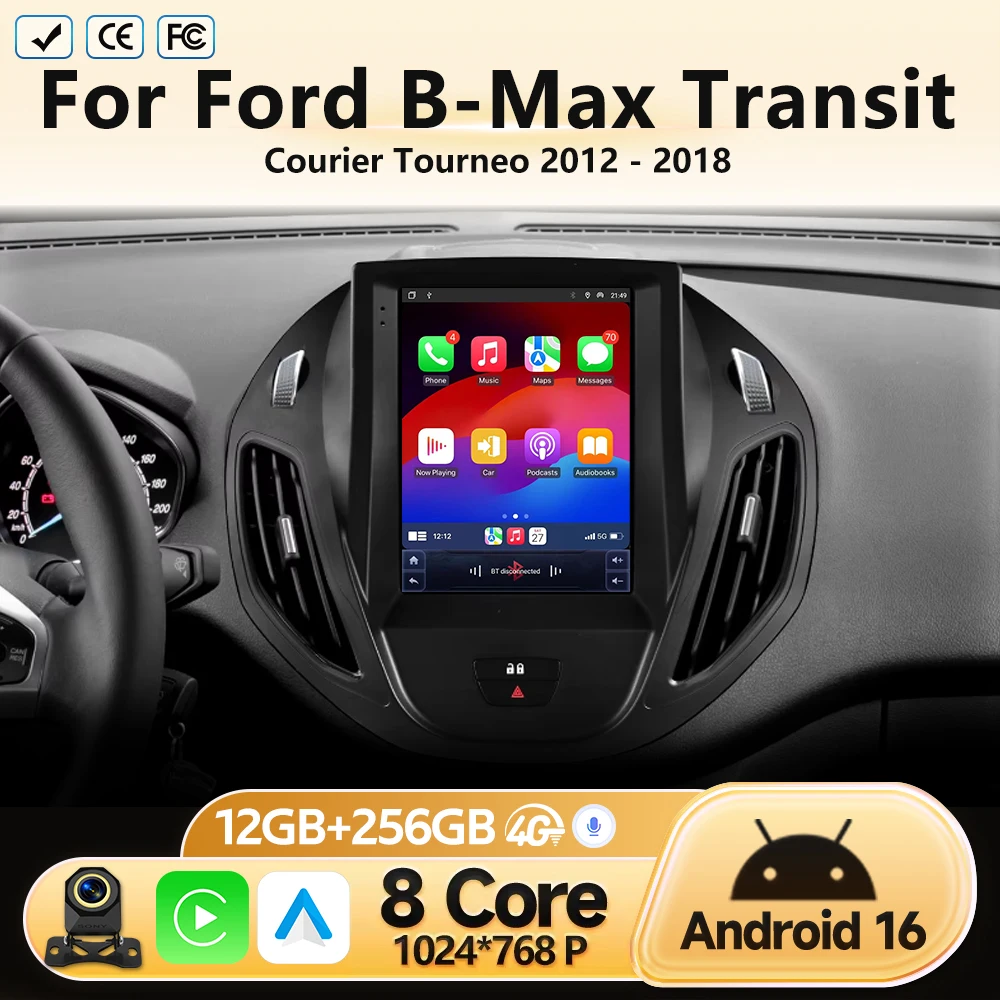 Head Unit For Ford B-Max Transit Courier Tourneo 2012 2013 2014-2018 GPS Navigation Android 16 Auto Car Radio Multimedia Player