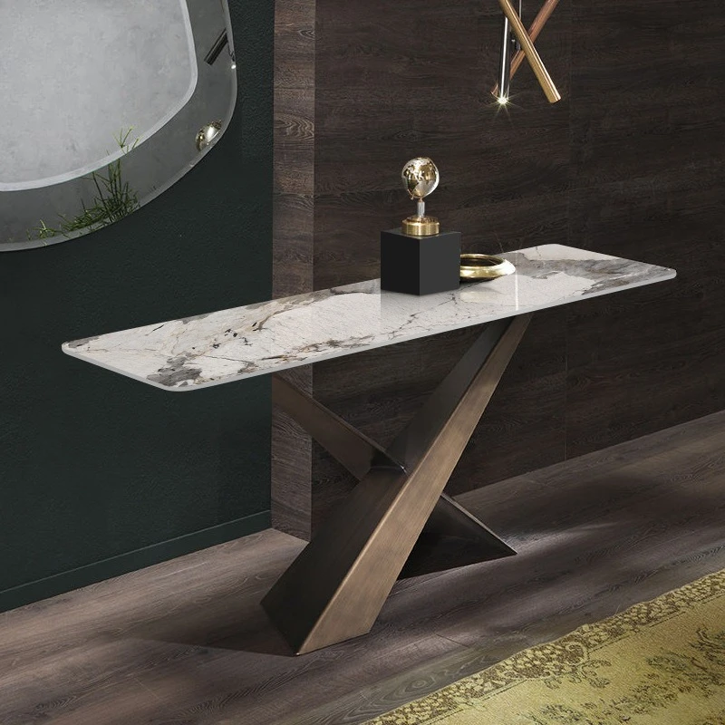 

table Marble corridor cabinet Nordic rock slab Metal living room Simple table