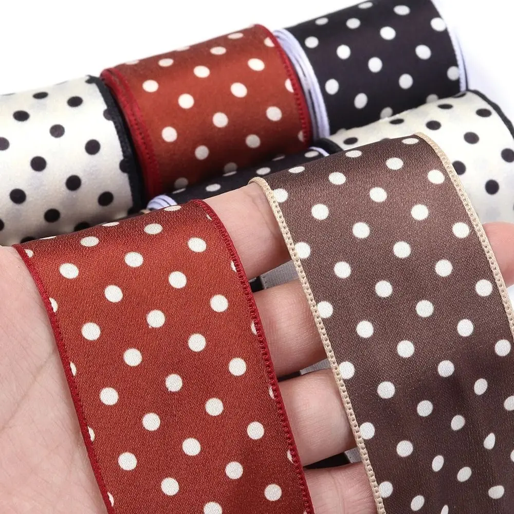 Decorative Polka Dot Printed Polka Dot Ribbons 3 Yards 40mm Width Printed Ribbons Polyester Decoration Ribbon DIY