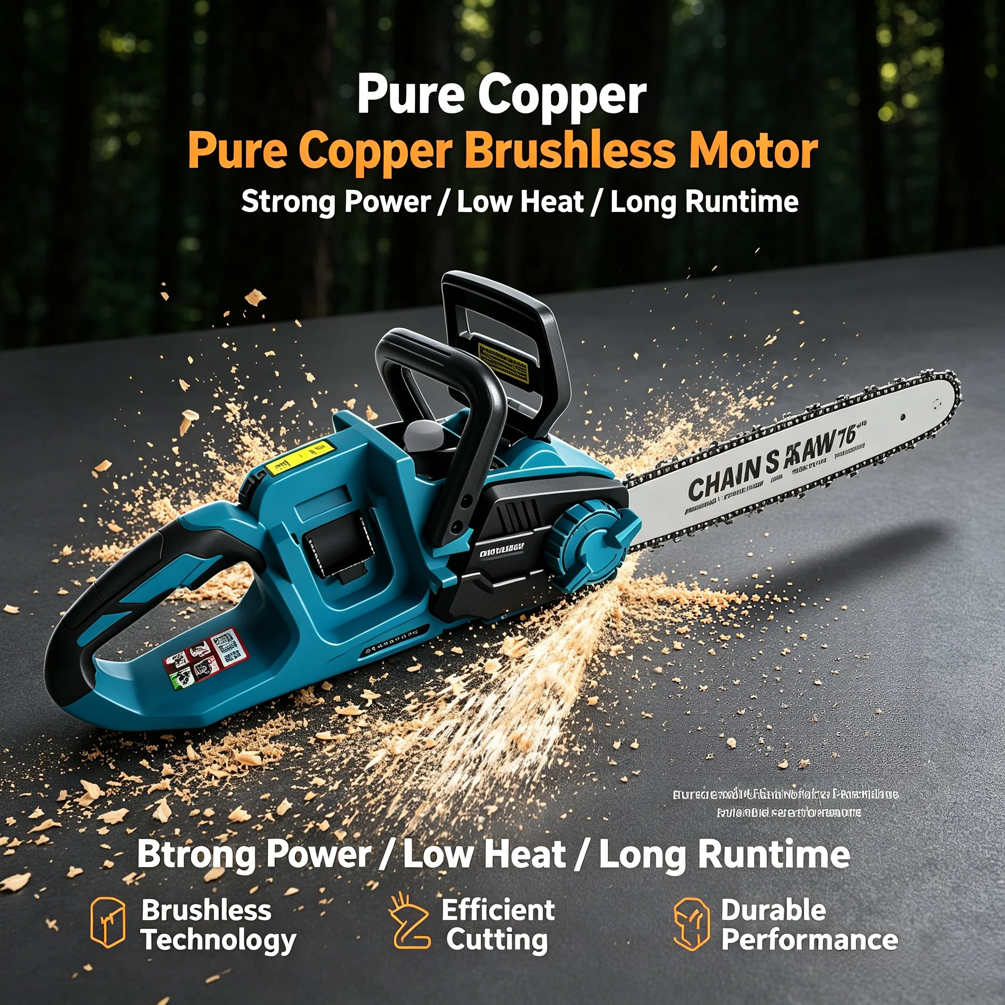 Rechargeable Handheld Brushless Chainsaw, 6/8/16 Inch Household Wood Cutting Saw, Electric Lithium Tool for Fruit Tree Pruning