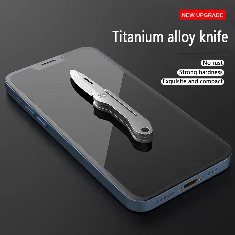 Mini Titanium Alloy Folding Knife, Portable Outdoor Pocket Knife, Unpacking Keychain Hanging Multifunctional Tool Knife