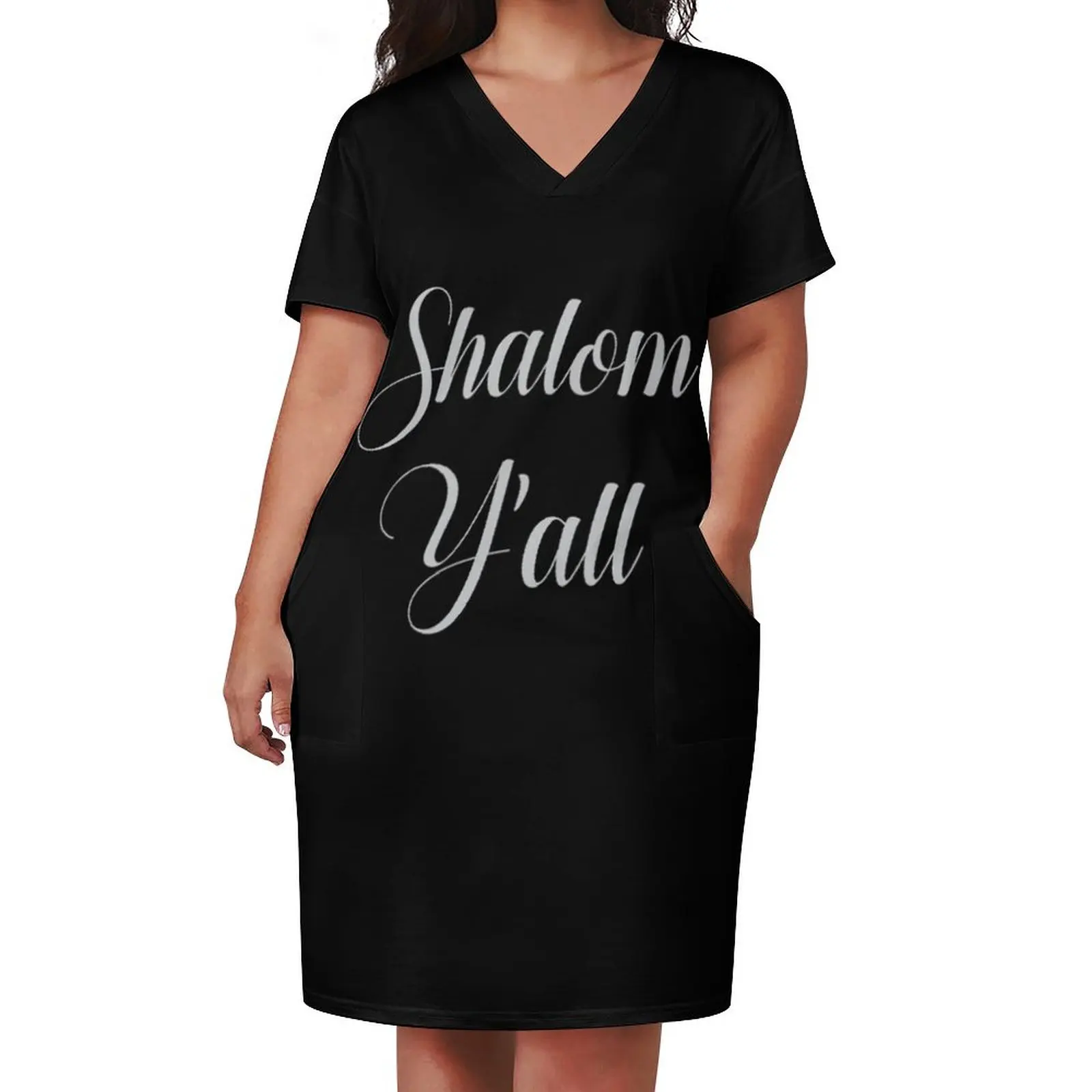 Shalom Yall Jew Humor Gift Idea Yall Loose Pocket Dress Dress women dress dresses