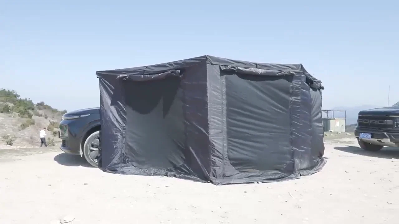 180 Degree Car Side Foxwing Free-Standing 4WD Outdoor Waterproof Awning Aluminum Pole for 3-4 People All Seasons Camping Use