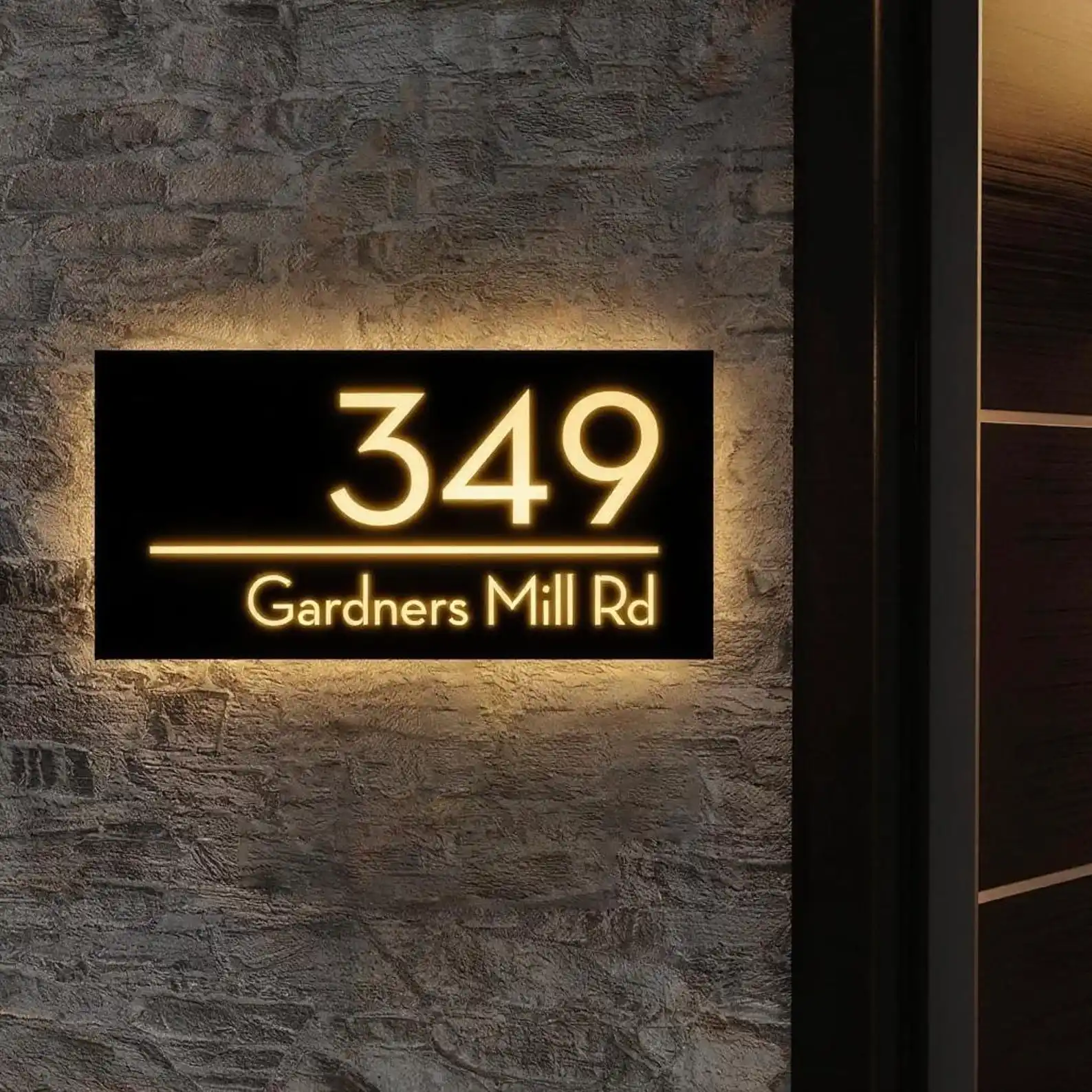

Custom Modern LED House Sign, Backlit Metal & Acrylic Lighted Address Plaque, Waterproof Outdoor Door & Wall Decoration