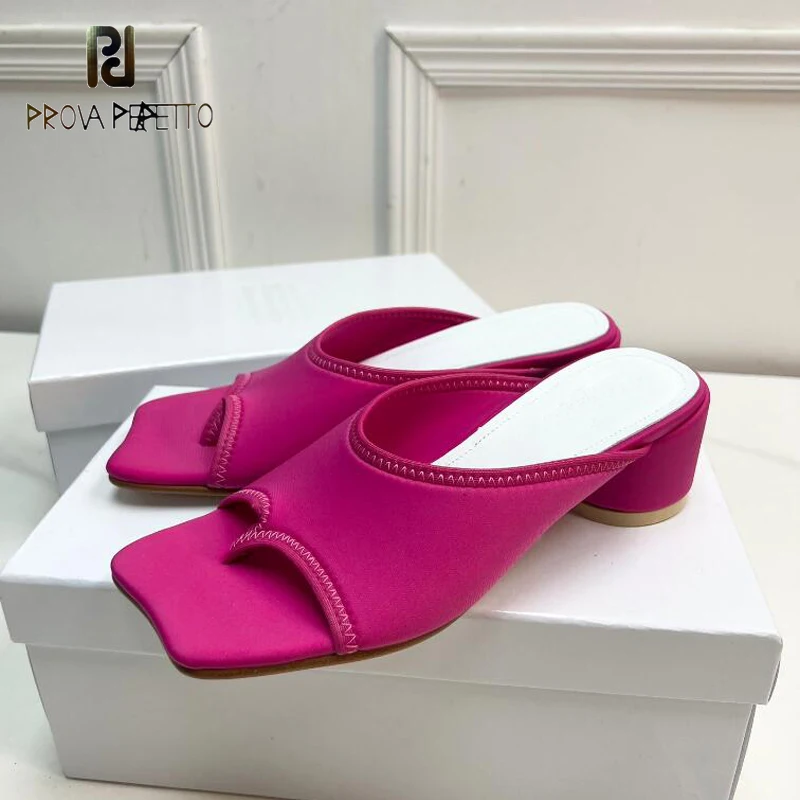 

New Brand Name Squared Toe Women Slipper Shoe Round Heel Summer Flip Flops 2023 New Runway Shoes High Quality Leather Sapatos