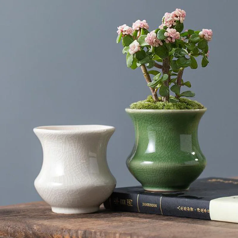 Geyao Ice Crack Radish Plant Pot Hydroponics Vase Flowerpot Desktop Ornaments Gardening Planter Home Decor