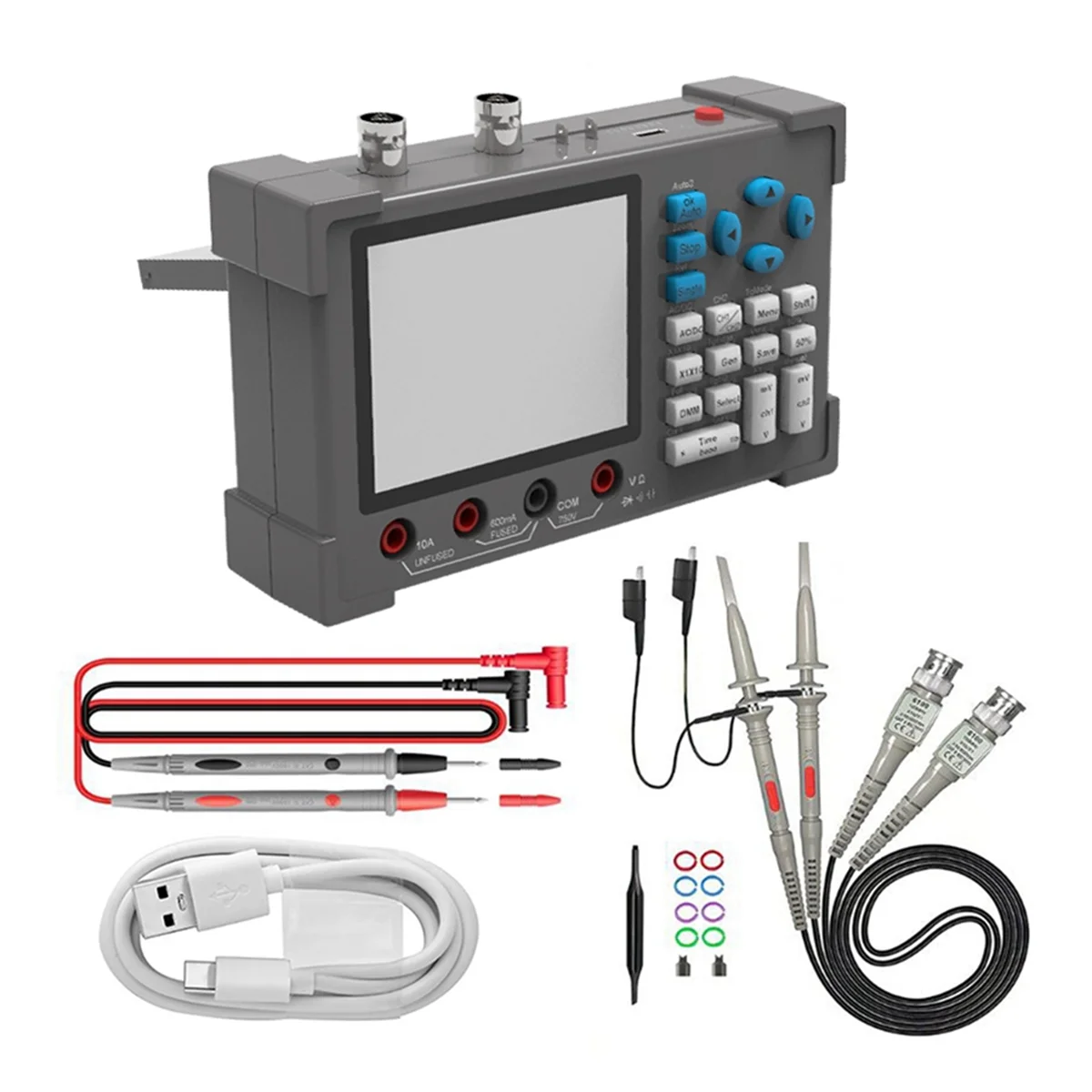Osciloscópio digital multifuncional 3 em 1, canal duplo, taxa de amostragem de 250MSa/S, tela IPS de 3,2 polegadas-OldTree