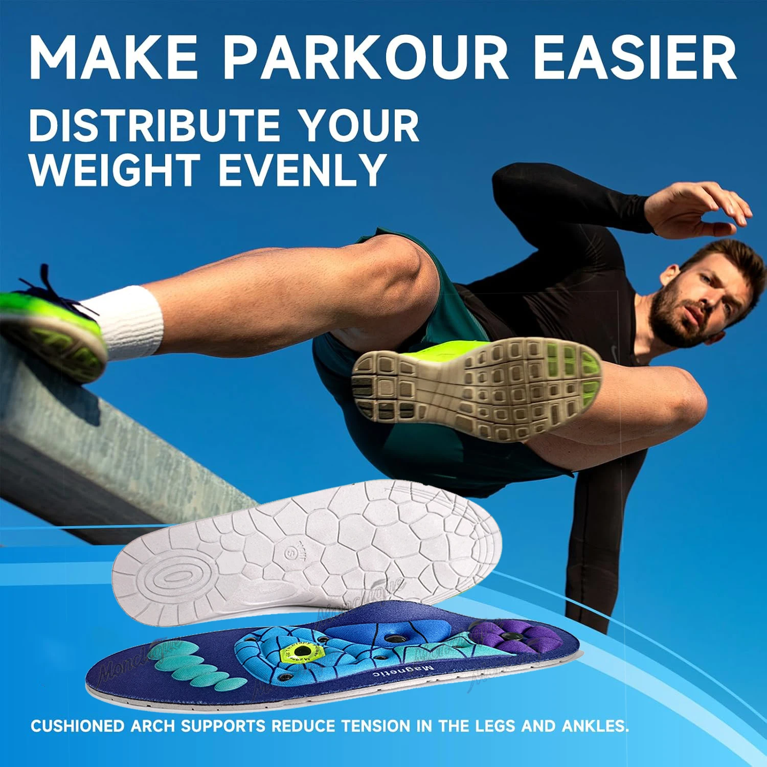 Medical Foot Magnetic Therapy Insoles Weight Loss Acupressure Insole Anti-fatigue Health Care Shoe Pads Sports Shock-absorbing 2
