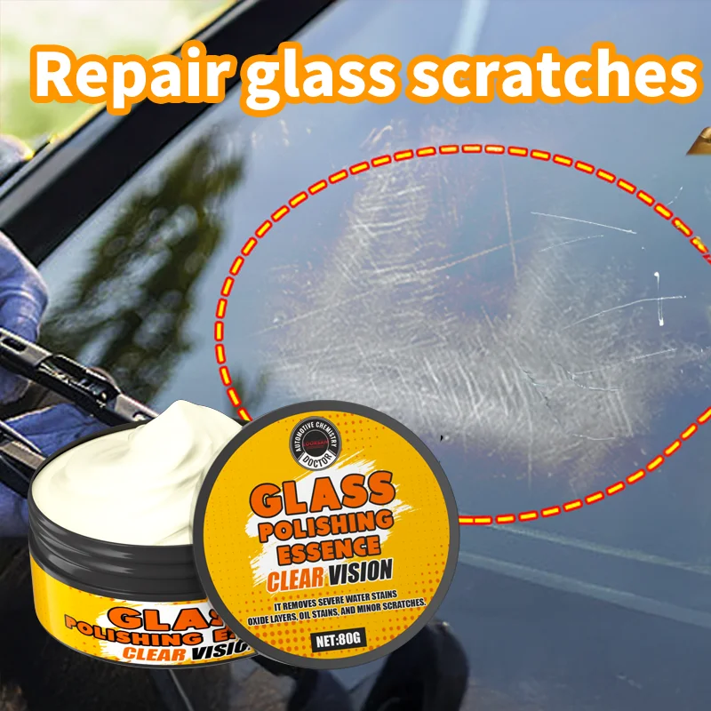 80G Glass Polishing Essence Repair Cream, Car Window Scratch Remover for Restoring Clarity on Automotive and Household Glass