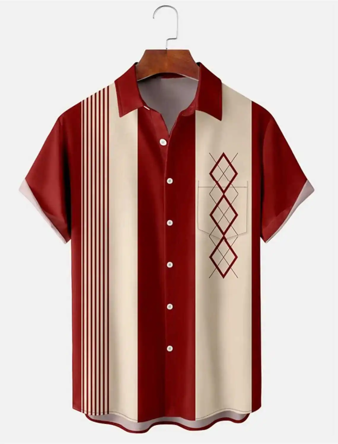 

Men's Mature Beach Leisure Vacation Nature 3D Printed Short-sleeved Shirt Men's Simple Business Casual Hawaiian Vacation Shirt