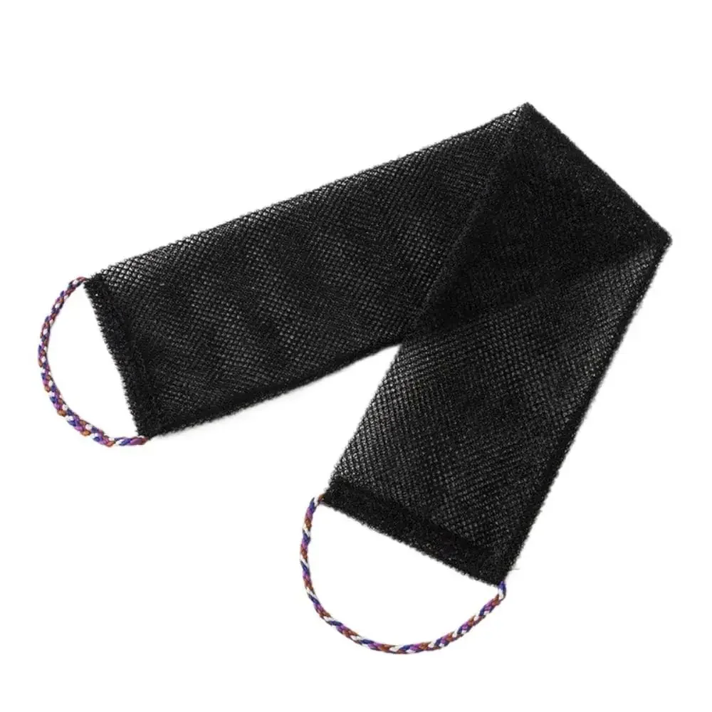 3 Pcs Exfoliating Back Towel, Quick Drying Bath Tool Quick Foaming Skin Smoother Practical with Rope Shower Bath Sponge Scrubber(Black)