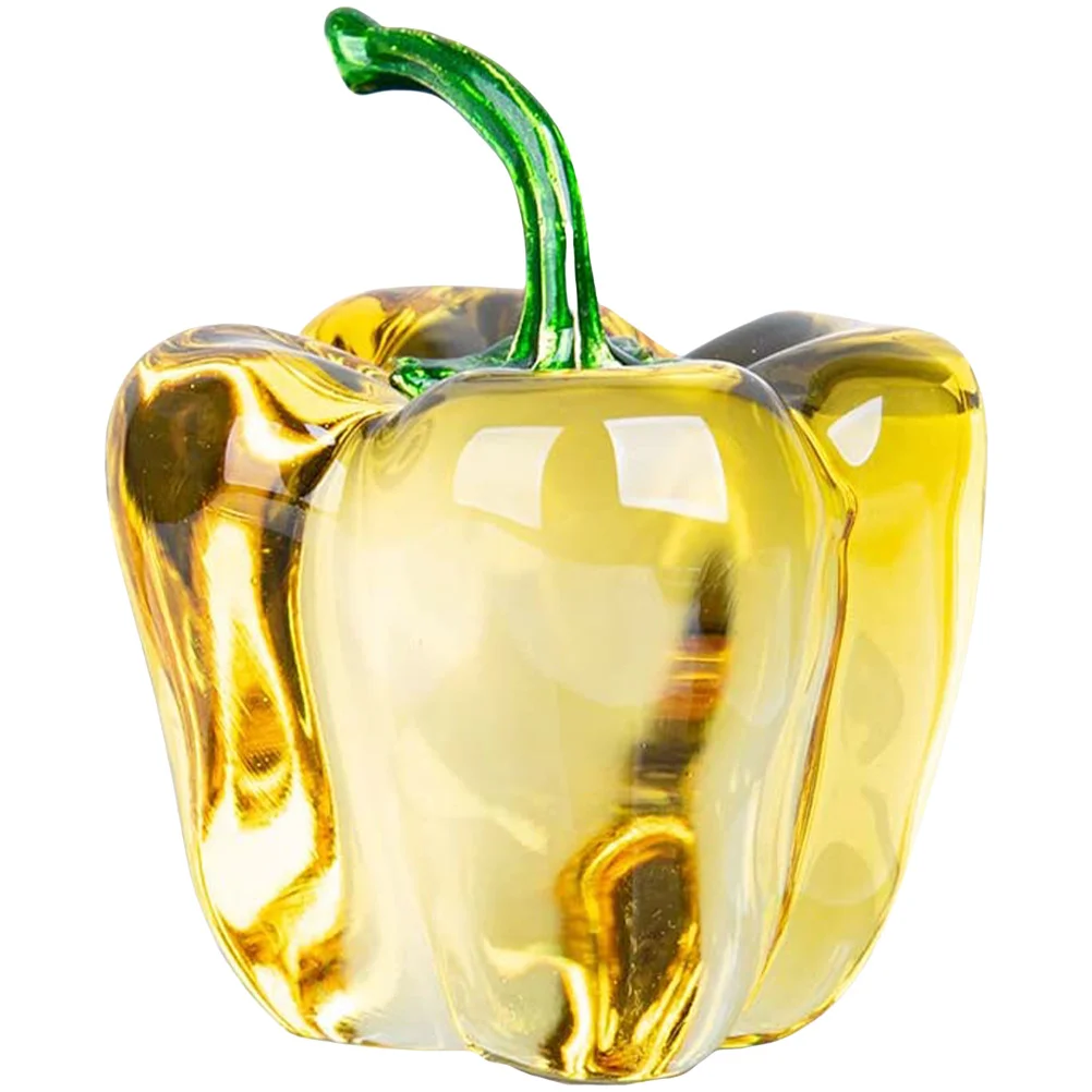 

Crystal Chili Bell Pepper Tabletop Ornament Decorative Home Desktop Crystal Chili Statue for Office and Living Room Decor