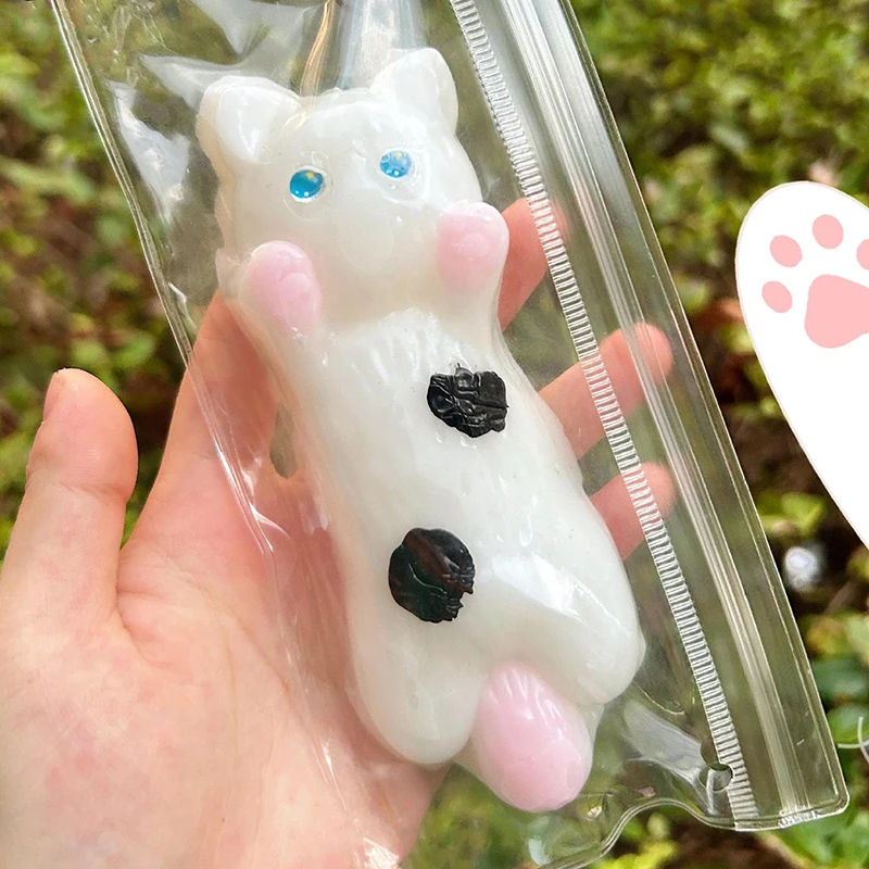 1PC Mini Kawaii Silikon Kleine Faule Katze Spielzeug Nette Kuh Katze Dekompression Vent Squeeze Prop Kinder Geschenk