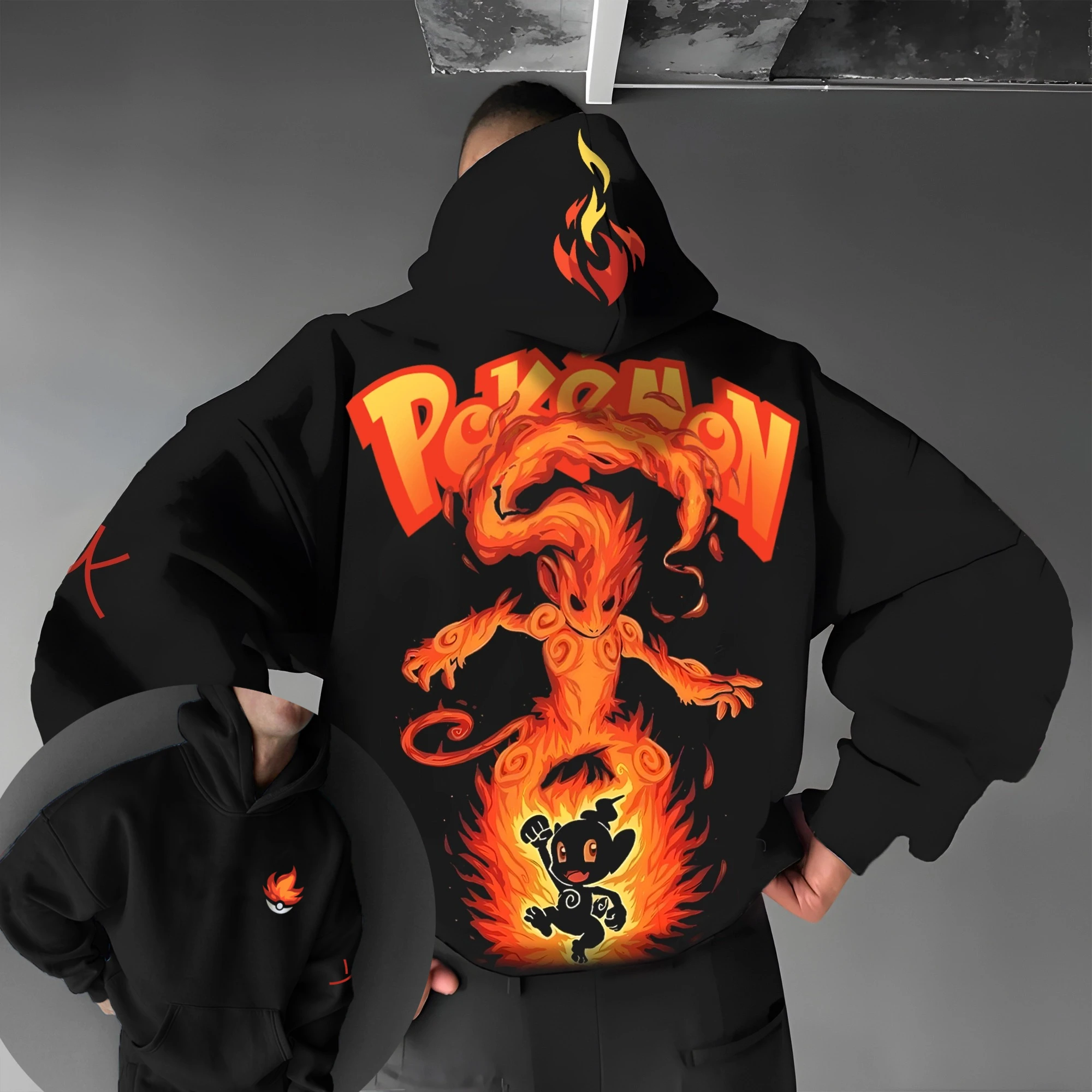 

Pokémon Autumn and Winter Japanese Hot Blood Animation Classic Character Hoodie Men's and Women's Casual and Comfortable TOP