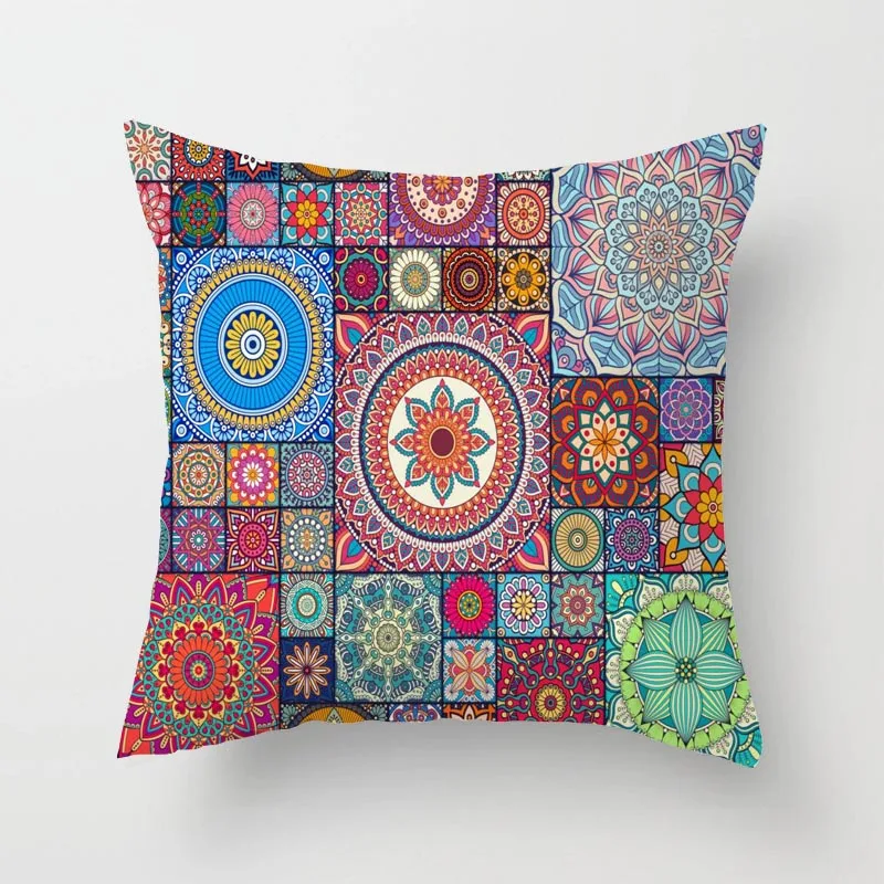 Mandala Geometry Cushion Cover Small Throw Pillow CasePillowcase Sofa Cover Square 45cmx45cm