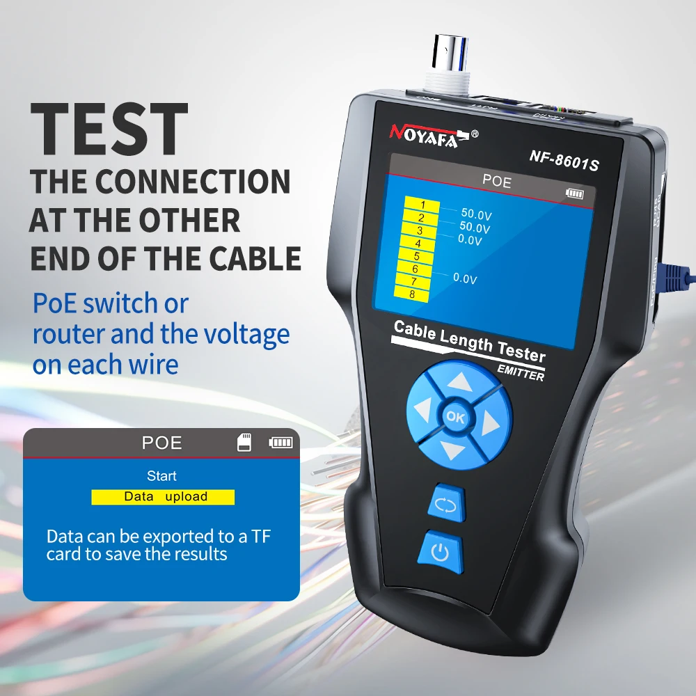 NOYAFA NF-8601S Network Cable Tester Multifunction TDR Length With PoE/PING/Port  Voltage Wiremap Tracker Diagnose Tool Detector