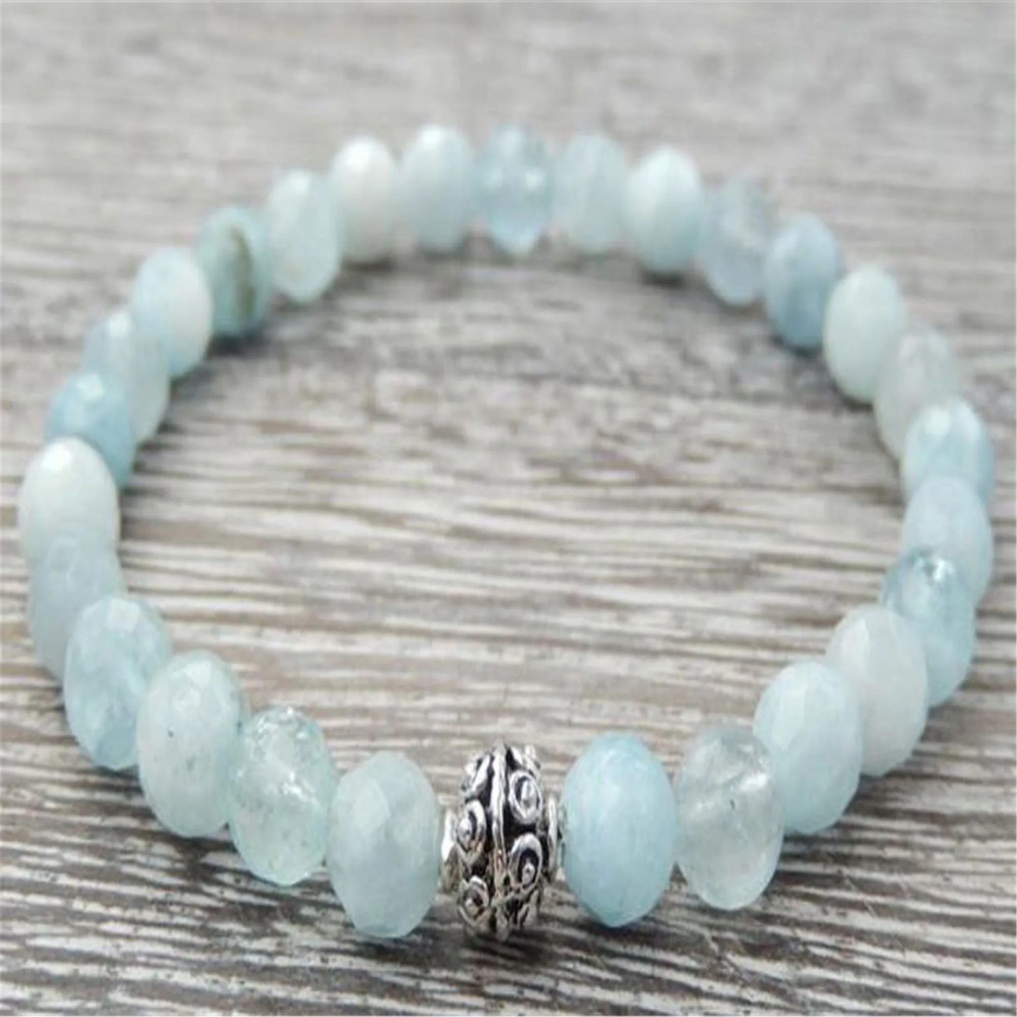 

Natural Aquamarine Mala Bracelets Wear Eco-Friendly Beaded Handmade Artisan Unisex Teens Ethnic Men