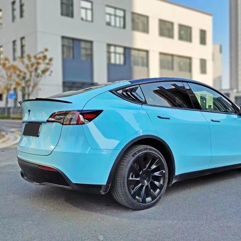 For Tesla Model 3 2017-2021 Rear Triangular Glass Blinds Decorative Sticker Protective Cover Carbon Fiber Look Or Glassy Black