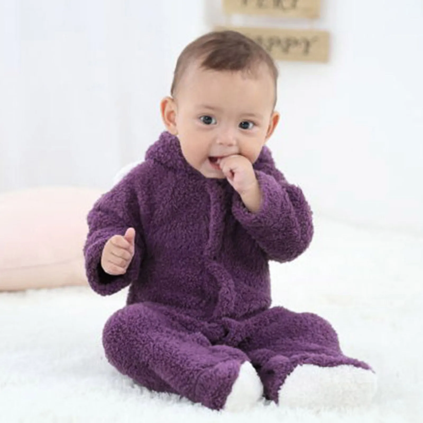 

Baby Costume 0-1Years ﻿Winter Thickened Warm Baby Rompers Cute Style Long Sleeve Boys Girls Jumpsuits Soft Toddler Kids Clothes