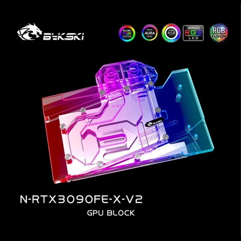 Bykski-NVIDIA RTX3090 GPU bloque de agua para NVIDIA RTX3090 Founder Edition tarjeta gráfica, radiador VGA 12V/5V AURA N-RTX3090FE-X-V2