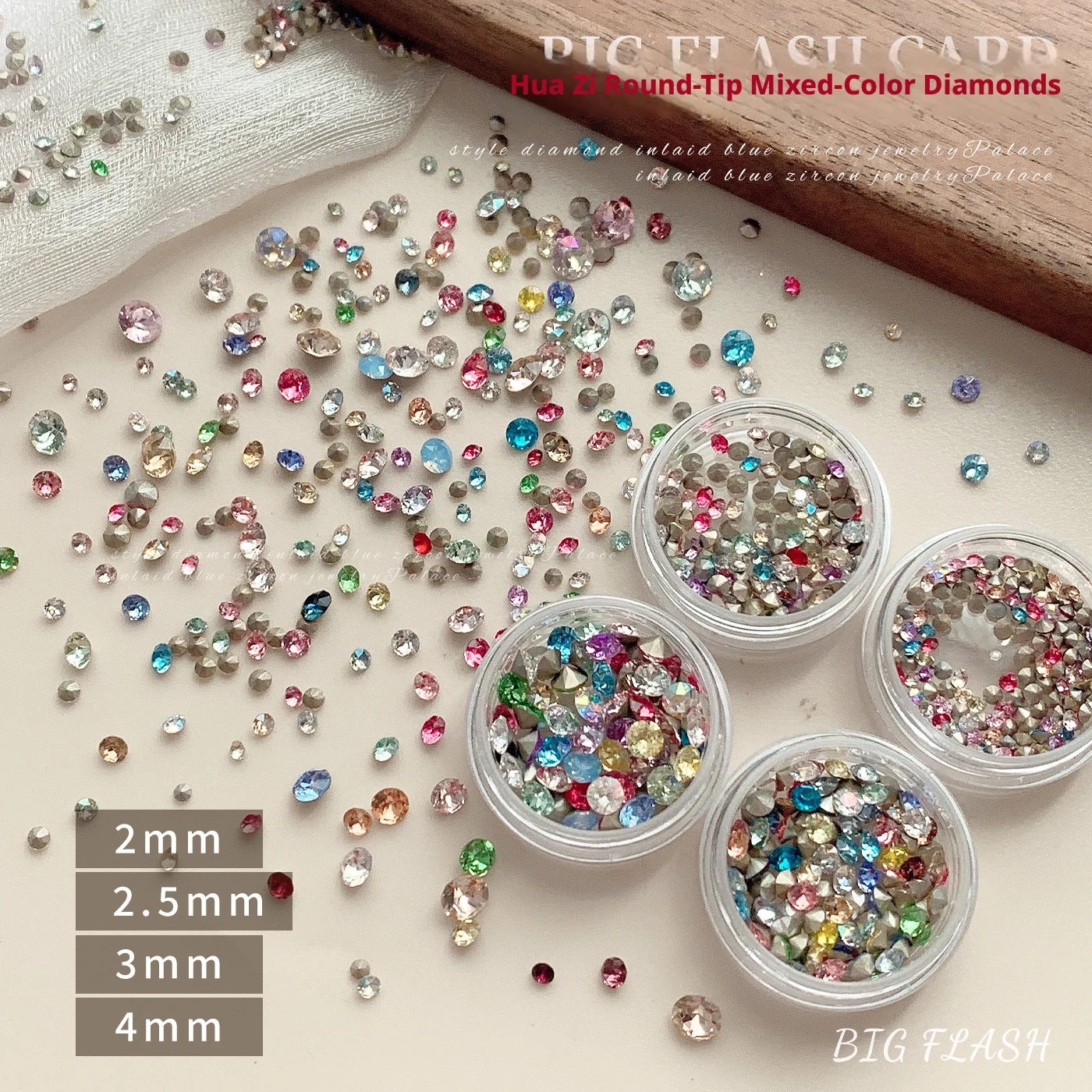 

ShiHualuo Shiny Round Nail Rhinestone 3D Luxury Pointed Bottom Nail Diamonds Sparkling Nail Art Decor For Nail Salon Supplies