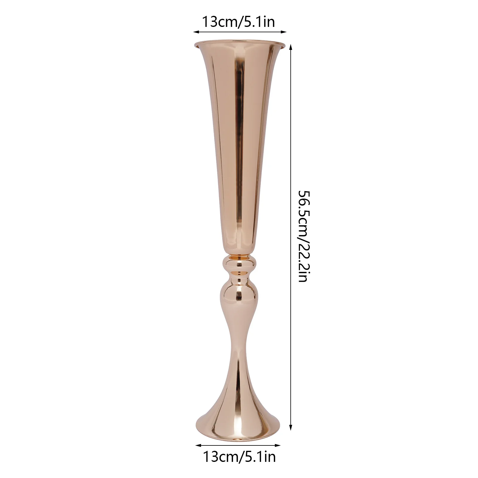 [Vase de hierro dorado] Florero dorado de hierro de alta resistencia de 6 piezas - Diseño acampanado alto para bodas en casa - Acabado de espejo resistente a impactos