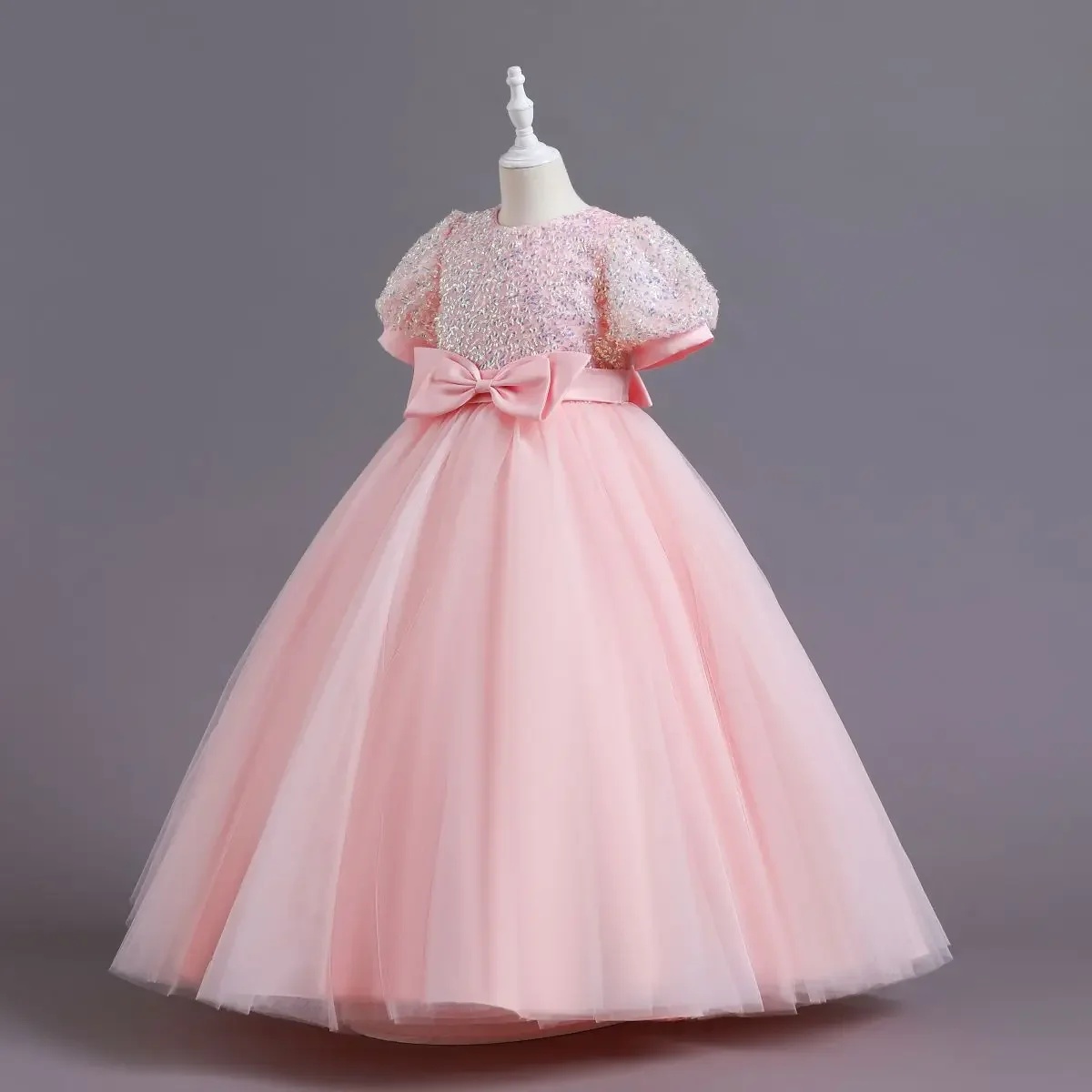 Girls Birthday Princess New Mesh Gown Dress Hostess Performance Annual Gown Dress Wholesale Children's Party Dresses