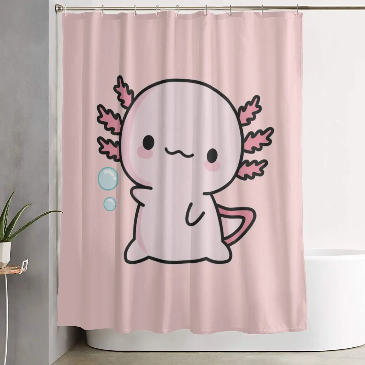 

Милая занавеска для душа с изображением аксолотля, полиэстеровая, водонепроницаемая, с крючками