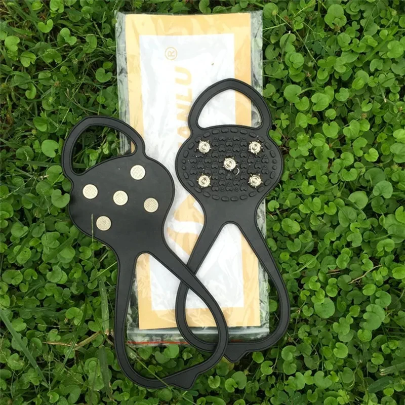 1 par de 5 tachuelas antideslizantes, hielo, nieve, Camping, zapatos para caminar, botas de seguridad de invierno, Crampones de