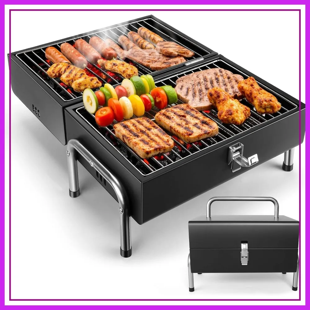 

Portable Charcoal Grill, Table Top BBQ for Outdoor Camping Beach, Easy Assembly, Heavy Duty, 270 Sq.In