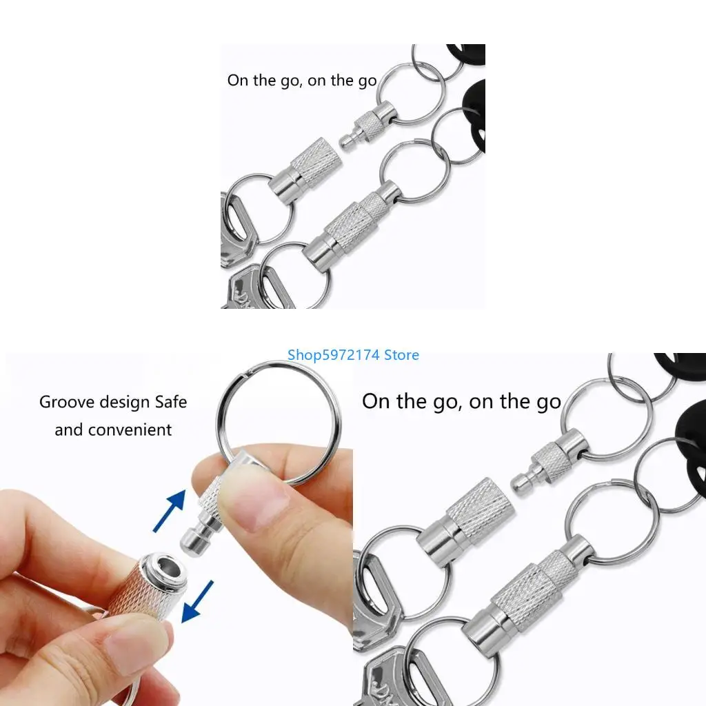 Y3NB Quick Release Open Keychains RotaryBuckle Detachable Keyring for Outdoor Camping