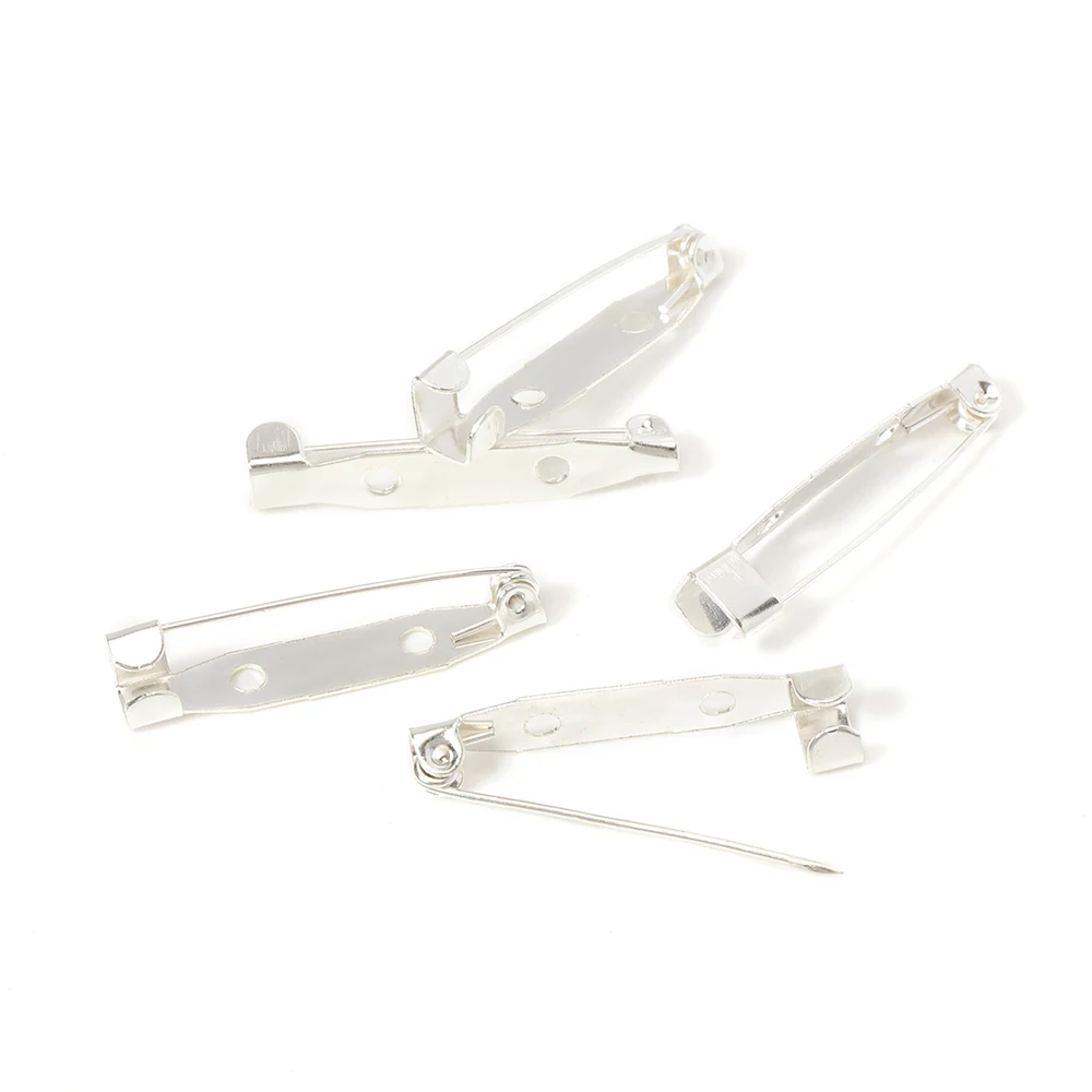 50 stücke 15-40mm Brosche Clip Basis Pins Silber/Gold Farbe Blank Safe Lock Brosche Pin Basis abzeichen Halter Für DIY Schmuck Machen – Detail 12