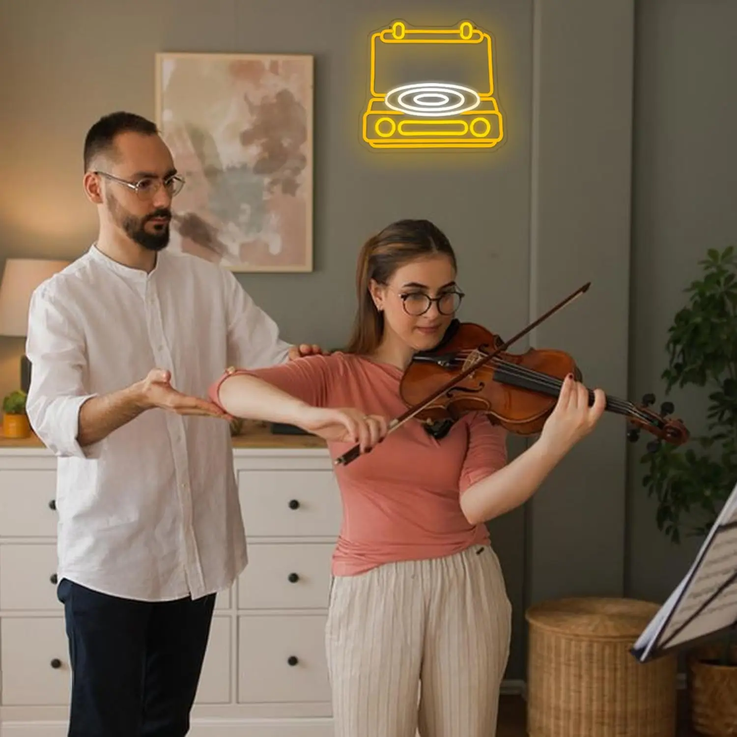 مشغل تسجيلات عتيق علامة النيون للجدار حفلة بار ديكور الاستوديو USB عكس الضوء LED ضوء النيون لقاعة الفن مول ديكور حديقة الزفاف #4