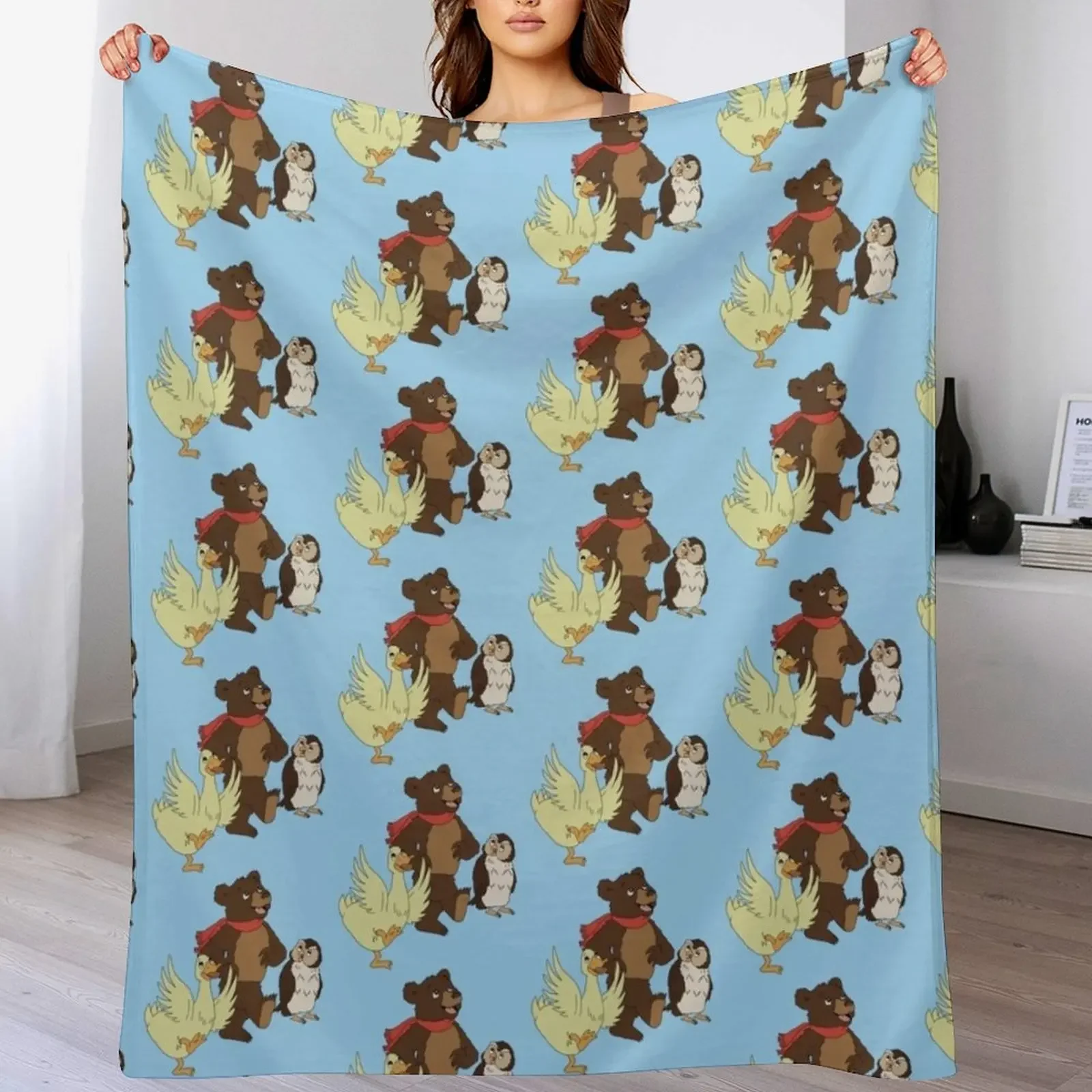 

Little Bear holiday snow fan art Throw Blanket Bed covers Softest Flannel for sofa Blankets