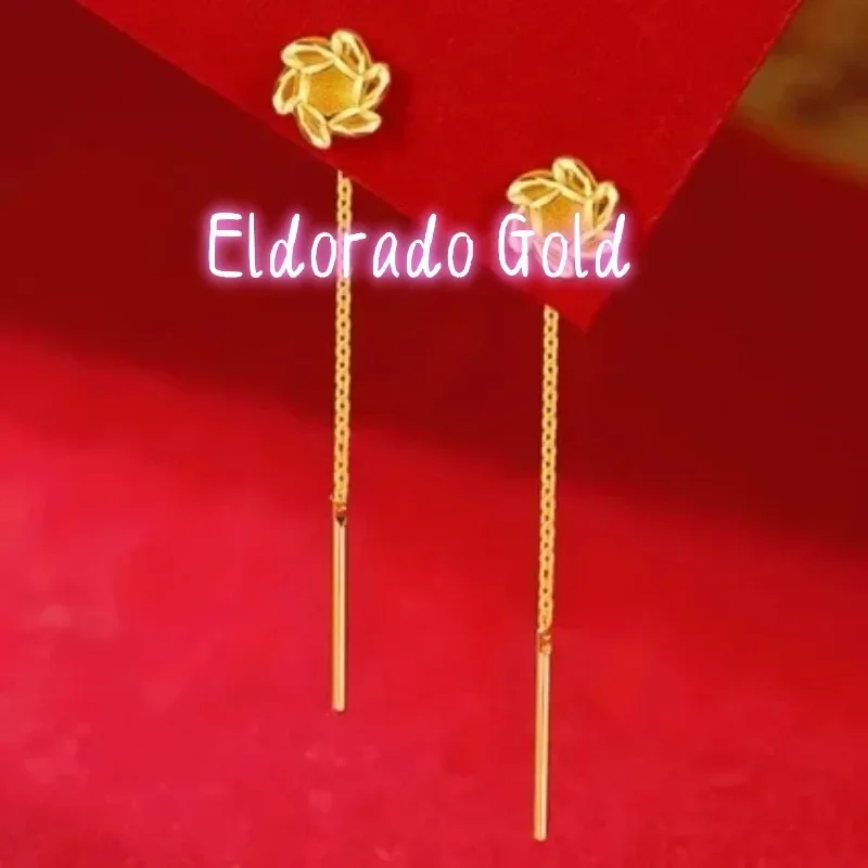 Eldorado Gold  Eldorado Gold  2025 2025Fine pure gold AU999 earrings lucky  ear wire 24K earrings for women new high-end earring