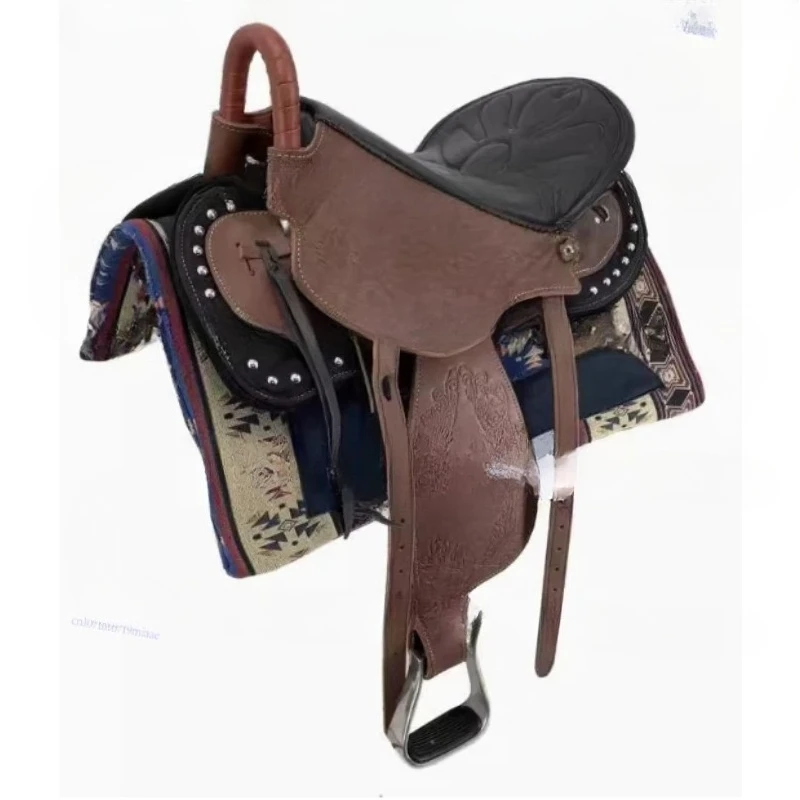 Customized Style Color Suede Fiber Origin Drum Type Size Place Model DyedCD Western Horse Saddle Tack Set Leather Seat